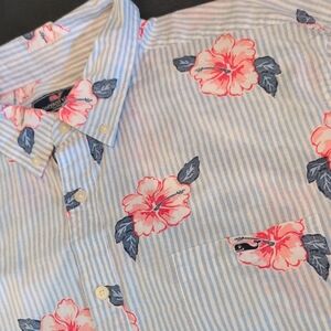 Vineyard Vines Blue and Pink Floral Shirt